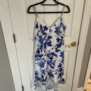 Jump Blue and White Floral High Low Dress
